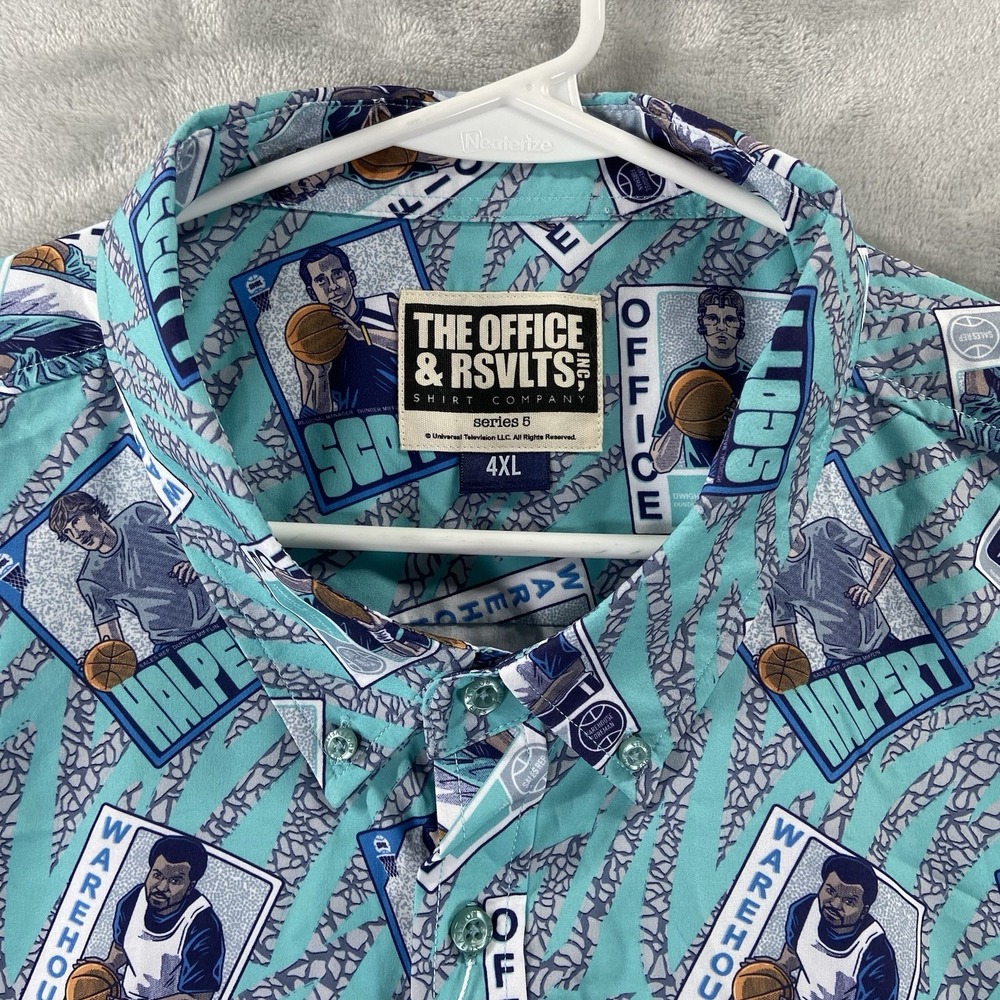 RSVLTS Shirt men's 4XL The Office x Roosevelts Button Down Basketball Cards NWT - Picture 5 of 13